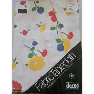 Vtg Decor Home Fashion Bright Floral Cloth Tablecloth 70" Round Mervyn's